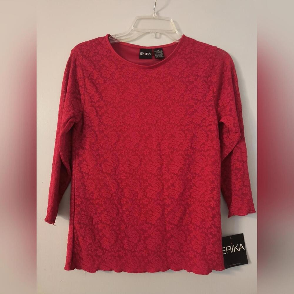 Erika Red 3/4 Sleeve Sweatshirt